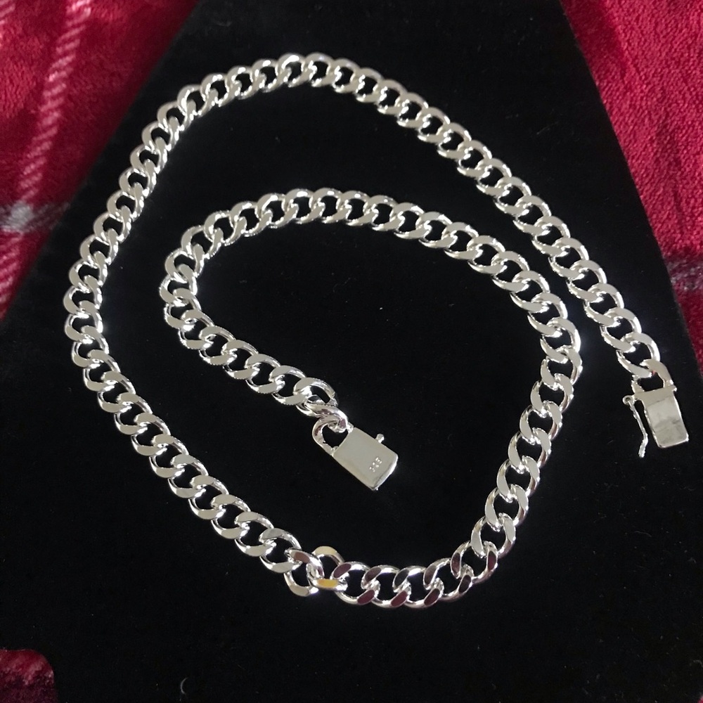 24” Classic Men's Cuban Link Chain Sterling Silver Necklace